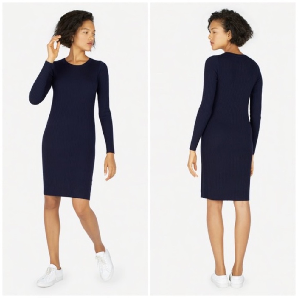 Everlane XS Black Wool blend Long sleeve dress